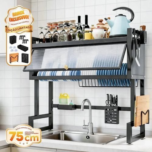 Nexmidio CW-LSJFC75-BK Escorredor Suspenso De Louça 75cm Cozinha organizador armario organizadores cozinha escorredor de louças