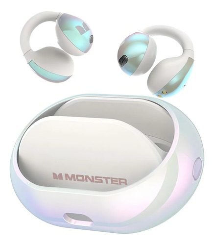 Fones De Ouvido Sem Fio Monster Open-ear,Fone Tws Possuem ENC,30 Horas de Reprodução,À Prova D'água Ipx6,Microfone De Hd Integrado,Qualidade De Som HIFI,Fone Bluetooth Adequados Gamer,Correndo,Branco
