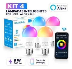4 Lâmpadas Led Rgb 9w Smart Inteligente Wifi E27 110v/220v