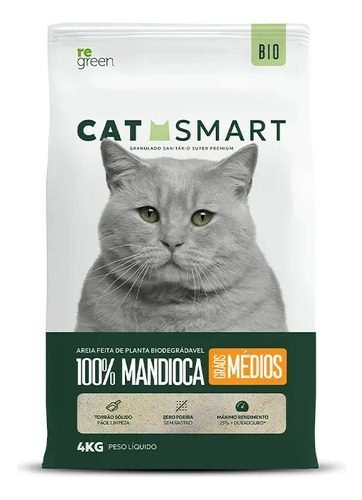 Areia de Mandioca - Biodegradável 4kg Cat Smart Mandioca Média