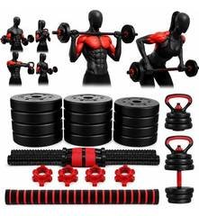 Kit Halteres e Anilhas Ajustáveis 15 kg para Kettlebell, Barras e Flexões Marca 