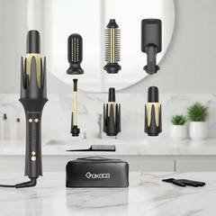 Modelador De Cabelo Automático 7em1com Cabeça Intercambiável Preto