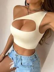 Sutiã Um Ombro Com Recorte Em Nylon Feminino