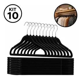 Kit 10 Cabides De Veludo Adulto Fino Antideslizante Roupas