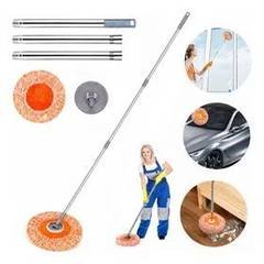 Mop Esfregão 360° Microfibra Cabo Inox 1,5m Multiuso