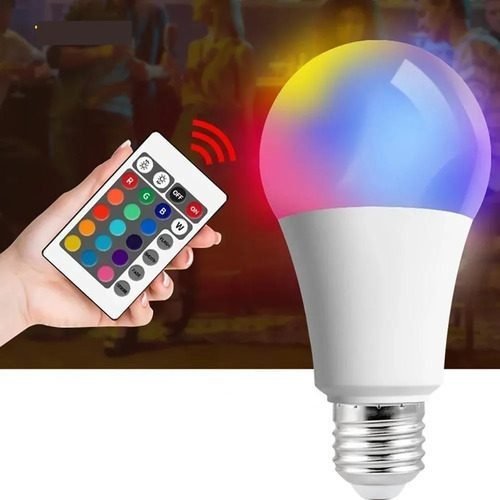 Lâmpada Rgb Led 16 Cores Com Controle Remoto 127v Rgb