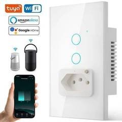 Interruptor Inteligente Wi-Fi com 2 Botões e Tomada 10A, Alexa e Google Home