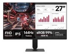 Monitor LG FHD Gamer & Office tela IPS 27”, 1ms (MBR), 144Hz Nativo, FreeSync, HDR10, sRGB, Modo leitura, Flicker Safe, HDMI, Black Stabilizer, Dynamic Action Sync, Preto - 27U411B