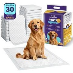 Tapete Pet Higiênico 90x60cm 30 Unidades Grande para Cachorros Uso Diário Absorv