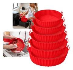 Kit 6 Formas Silicone Lavável Airfryer Cesto Cores Sortidas