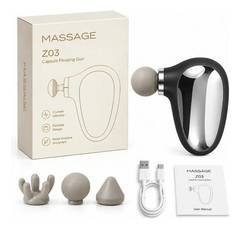 Massageador Muscular Elétrico Portátil Mini para Pescoço Ombros Costas Pernas Relaxamento 3 Velocidades 4 Cabeças preto