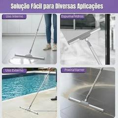 Rodo Mágico de Silicone Vassoura Mágica Rotação 180° Limpeza Piso Cabo Plástico Multiuso para Piso Laminado Pet Limpa Xixi Vidro Banheiro