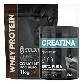 Kit: Whey Protein Concentrado 1kg + Creatina 300g Soldiers