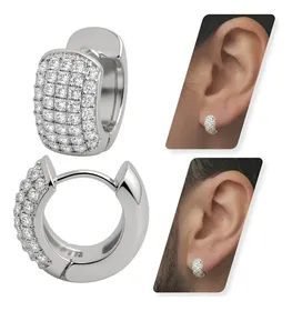 Brinco Argola Zircônia Prata 925 Masculino Feminino Aço Inox