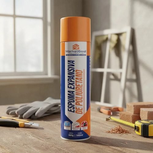 MarketGool Espuma Expansiva PU 500ml 360g para Preenchimento e Vedação de Frestas, Portas e Janelas com Tubo Aplicador