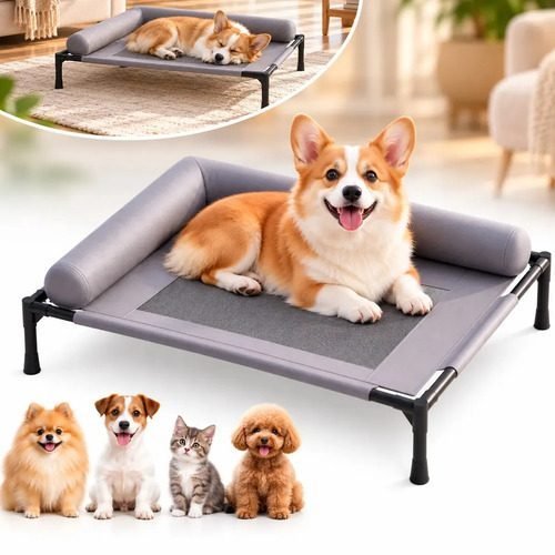 cama para pet cachorros luxo elevada suspensa lavavel impermeavel medio 66x45cm fofão almofada pet anti mordida