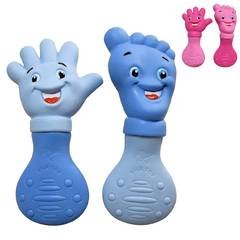 Mordedor Para Bebê Mãozinha e Pezinho Anti Stress da Gengiva Azul ou Rosa