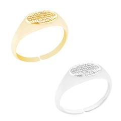 Anel Cravejado Elegante Banhado a Ouro 18K/Prata 925 Feminino Moderno