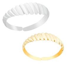 Anel Feminino Detalhado Banhado a Prata 925/Ouro18k Ajustável