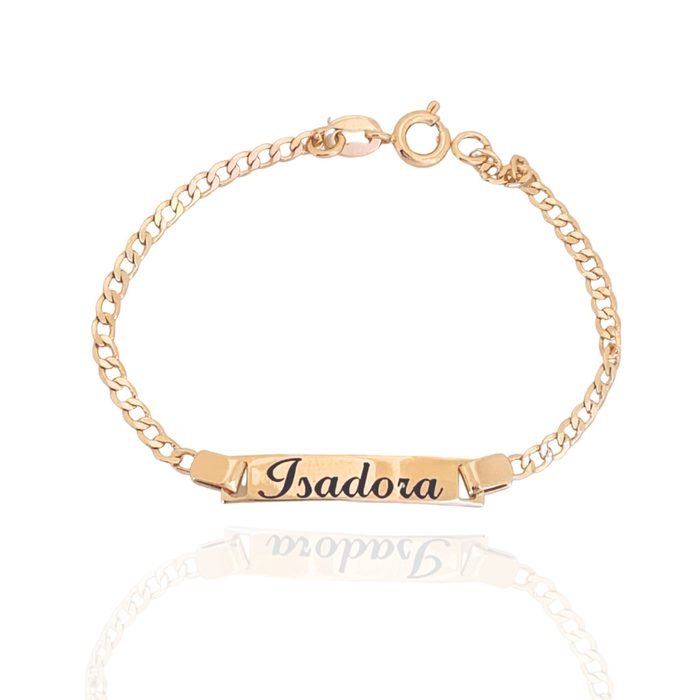 Pulseira Infantil Personalizada com Nome Gravado na Plaquinha