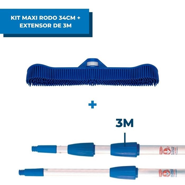 Maxi Rodo Magico Dispensa Vassoura Bralimpia 34cm com Extensor 3 Metros Para Limpeza Higiene Casa