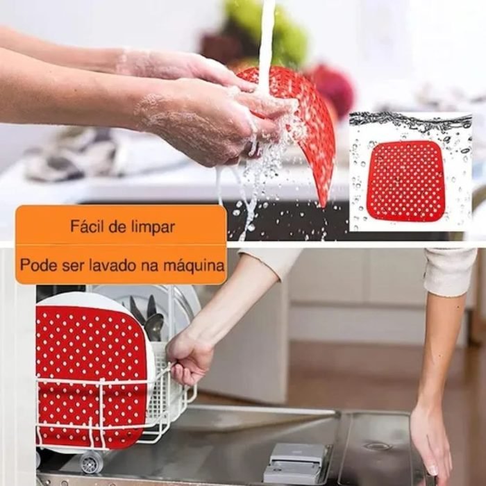 Tapete Quadrado Silicone airfryer Universal Fritadeira
