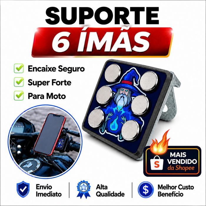 Suporte de Celular Magnético Moto Imã