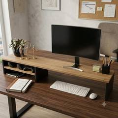 Suporte Para Monitor Mesa Egonomia Home Office Setup Game Preto Mel
