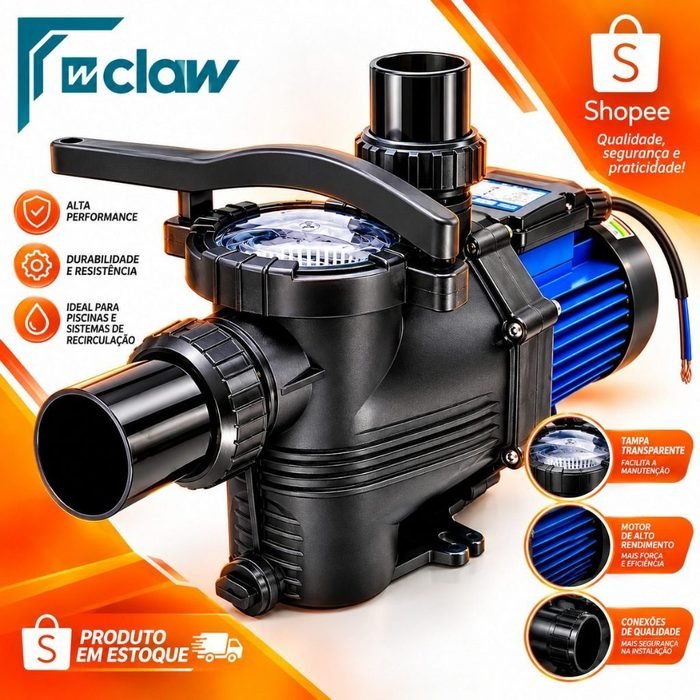 bomba para Piscina 1/4 cv 220V Claw WMBPH 18 Mil Litros de agua com pré-filtro