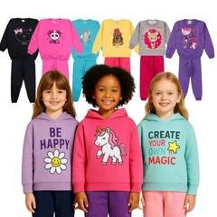 kit 2, 4 ou 6 Peças Moletom Infantil Menina 1 ao 14 Conjunto Feminino Outono Inv