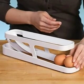 Organizador De Ovos de 2 Andares Dispenser Para Bancada de Cozinha Geladeira Automático