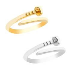 Anel Prego Modelo Virgínia Ajustável Banhado A Ouro 18K/Prata 925 Feminino