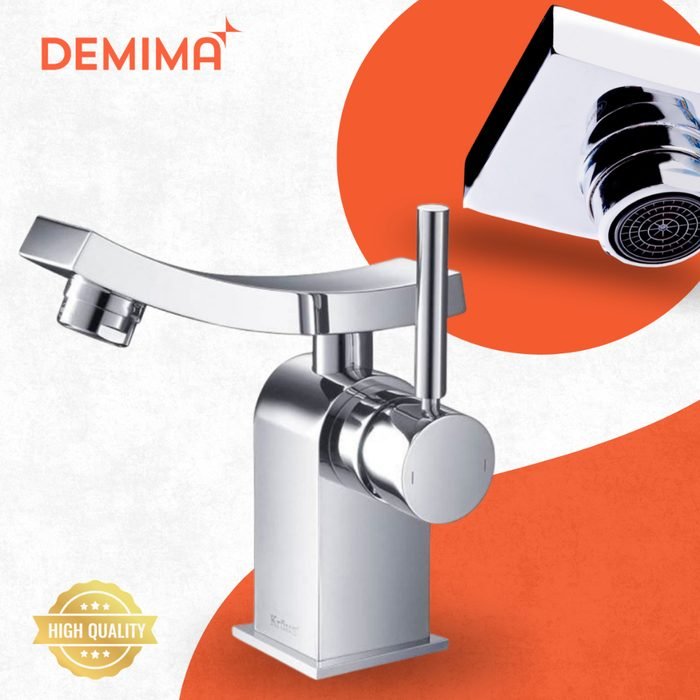 Kit 2 Torneiras Modena Banheiro Lavabo Bica Baixa Aço Inox Cromada Demima Misturador Água Quente Fria