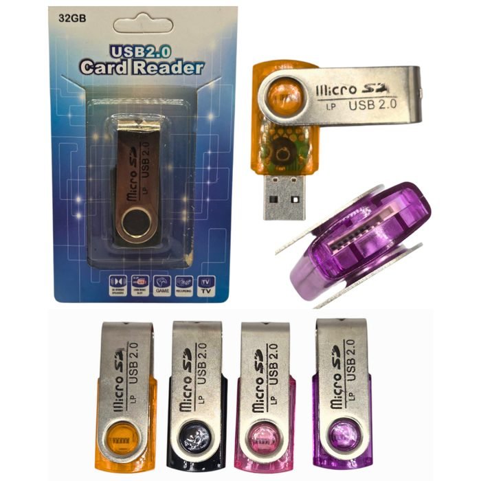 Adaptador Leitor de Cartão SD LUSBSD USB p/ Micro SD Cores Diversas Design Compacto