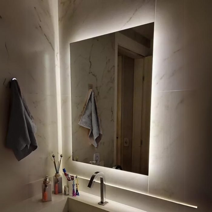 Espelho De Led Com Luz Iluminado Maquiagem Espelho Grande Vidro + Fonte Bivolt Promoção