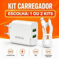 Carregador Turbo IPhone Fonte Entrada USB e Cabo Lightining Iphone 6 a 14