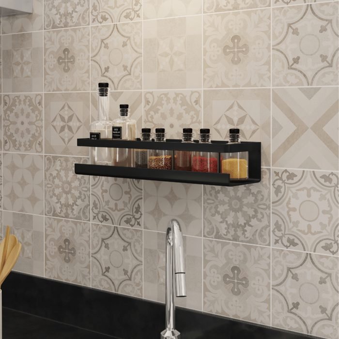 Prateleira De Cozinha Porta Temperos De Parede Aço Preto