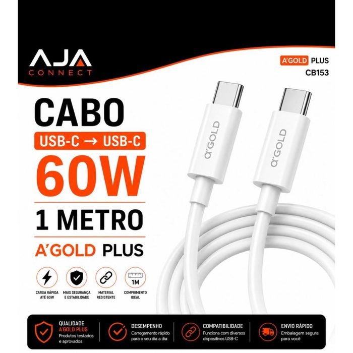 Cabo Tipo C para Tipo C 60W CB153 Turbo - AGOLD Plus