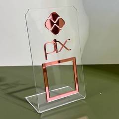Placa de Pagamento PIX Acrílico Espelhado – Suporte para QR Code
