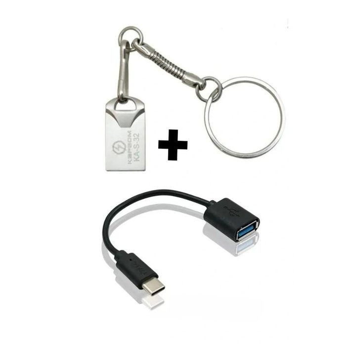 Kit Mini Pendrive 16Gb + Cabo Otg tipo C transferencia de dados