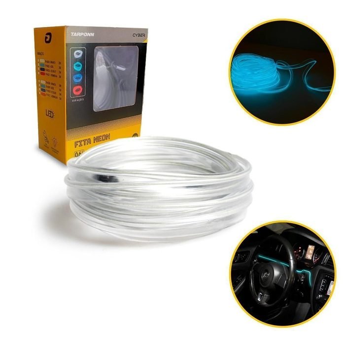 Fita Led Neon 2 Metros Painel Automotivo 12V Ice Blue Iluminação Moderna e Sofisticada
