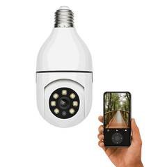 Câmera Lâmpada Wi-Fi 360° Panorâmica com Visão Noturna e Controle Celular – Instalação Rosqueável
