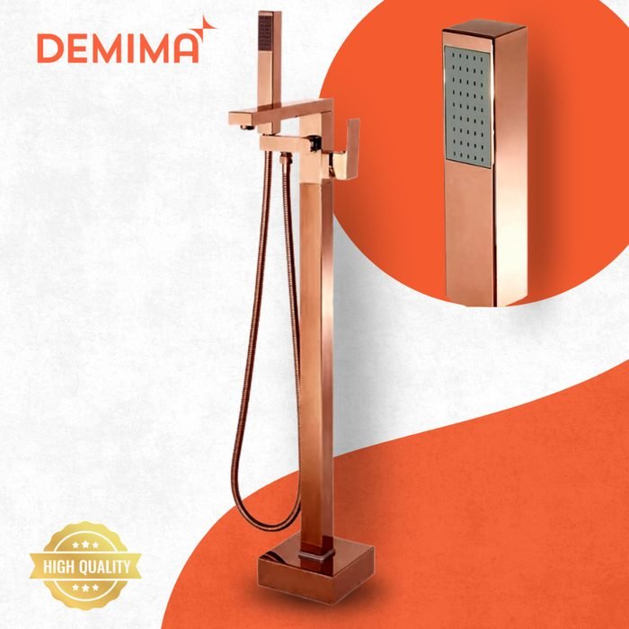 Torneira Misturador Monocomando para Banheira de Piso Inox Rose Gold Demima