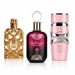 Kit de Perfumes Femininos Orientais – Yara, Sabah e Royal Amber