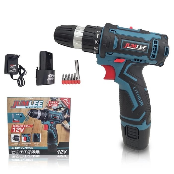 JUMLEE Furadeira Parafusadeira Sem Fio 3/8" a bateria 12V  acessórios 110V/220