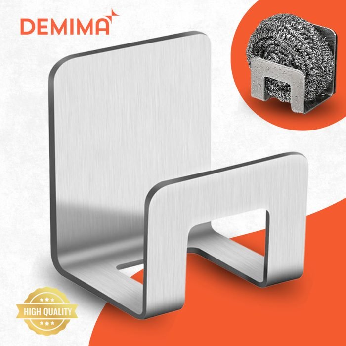 Kit 4 Porta Esponja Pia Cozinha Inox Escovado Suporte Adesivo Organizador Multiuso Parede Demima