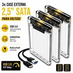 Kit 3 Case De Gaveta Usb 3.0 Hd 2.5 Sata Externo Slim Xbox