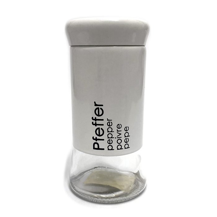 Pimenteiro Porta Temperos Branco De Vidro Com Tampa - 140ml