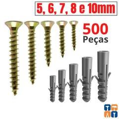 Kit Buchas Sem Anel com Parafuso 5 6  8 10 com 500 Peças Kit Parafusos e Bucha 5mm 6mm 7mm 8mm 10mm