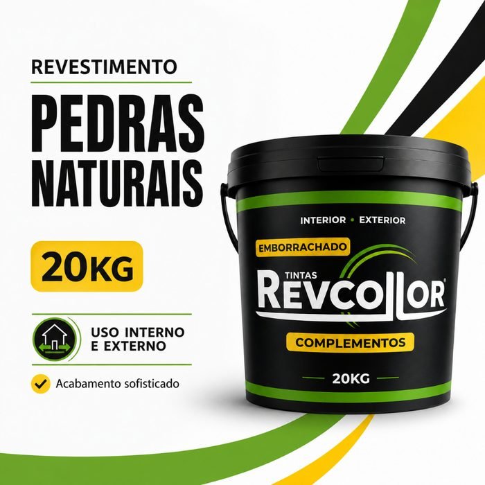 Revestimento Pedras Naturais Revcollor 20kg Para Parede Fachada Muro Interno Externo